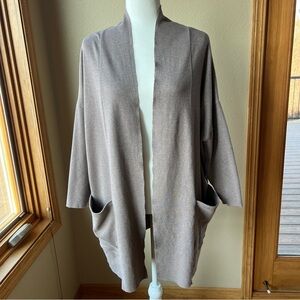 Pact Airplane Wrap Cardigan Women’s M/L Taupe Organic Cotton Minimalist Travel